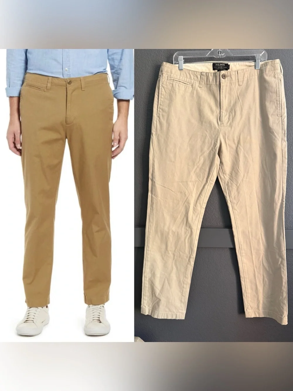 FILSON • Draftsman canvas pant Men's Chinos in river rock tan 36x32 trim fit